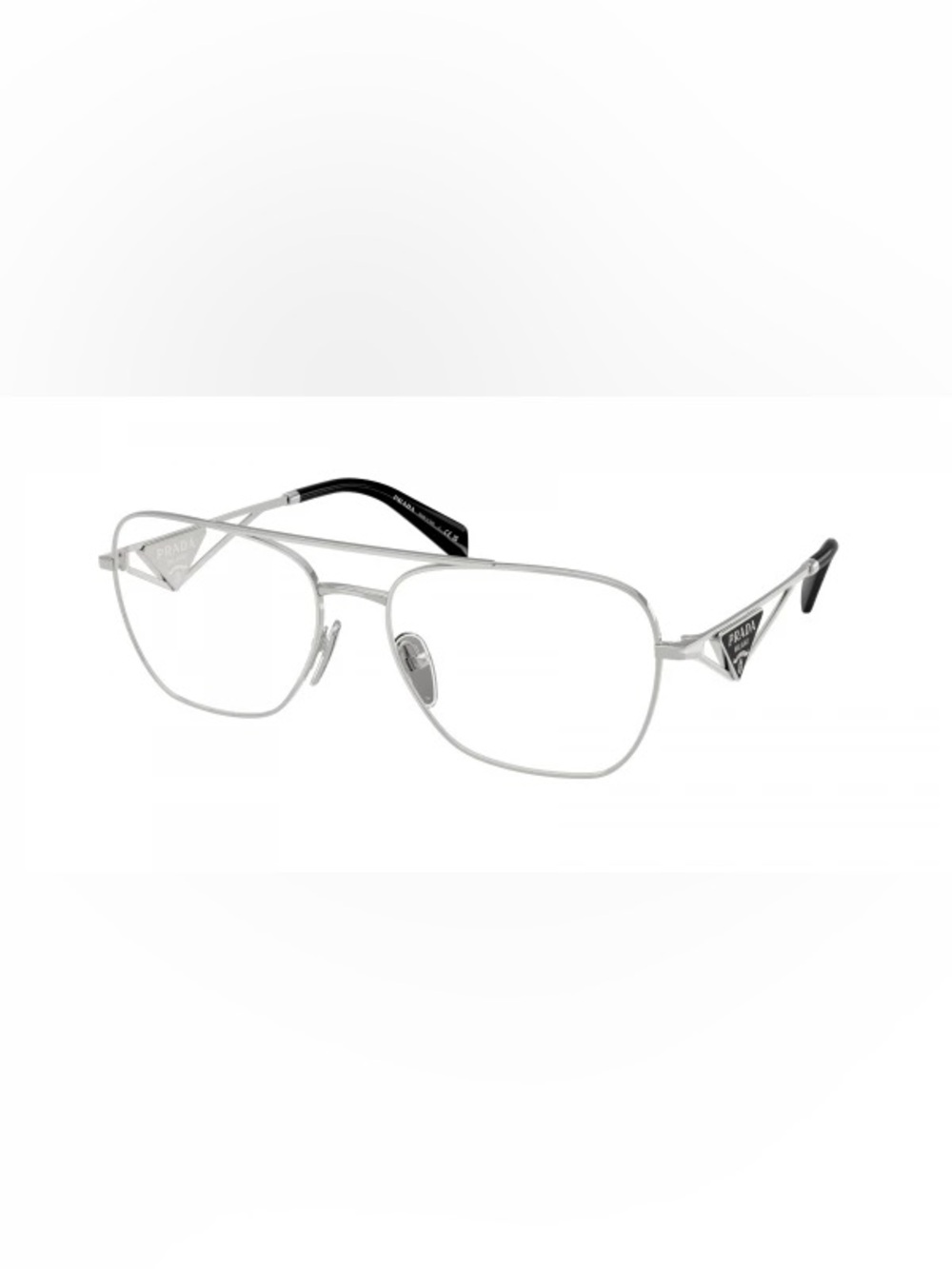 Prada Triangle Logo Silver Aviator Eyeglasses PR B50V